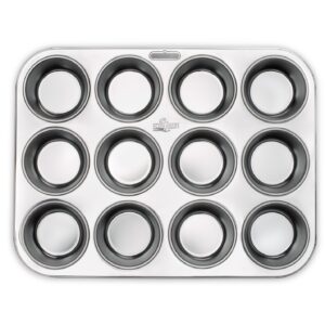 Fox Run 12-Cup Muffin and Cupcake Baking Pan, 10.5 x 13.75 x 1.25 inches, Silver