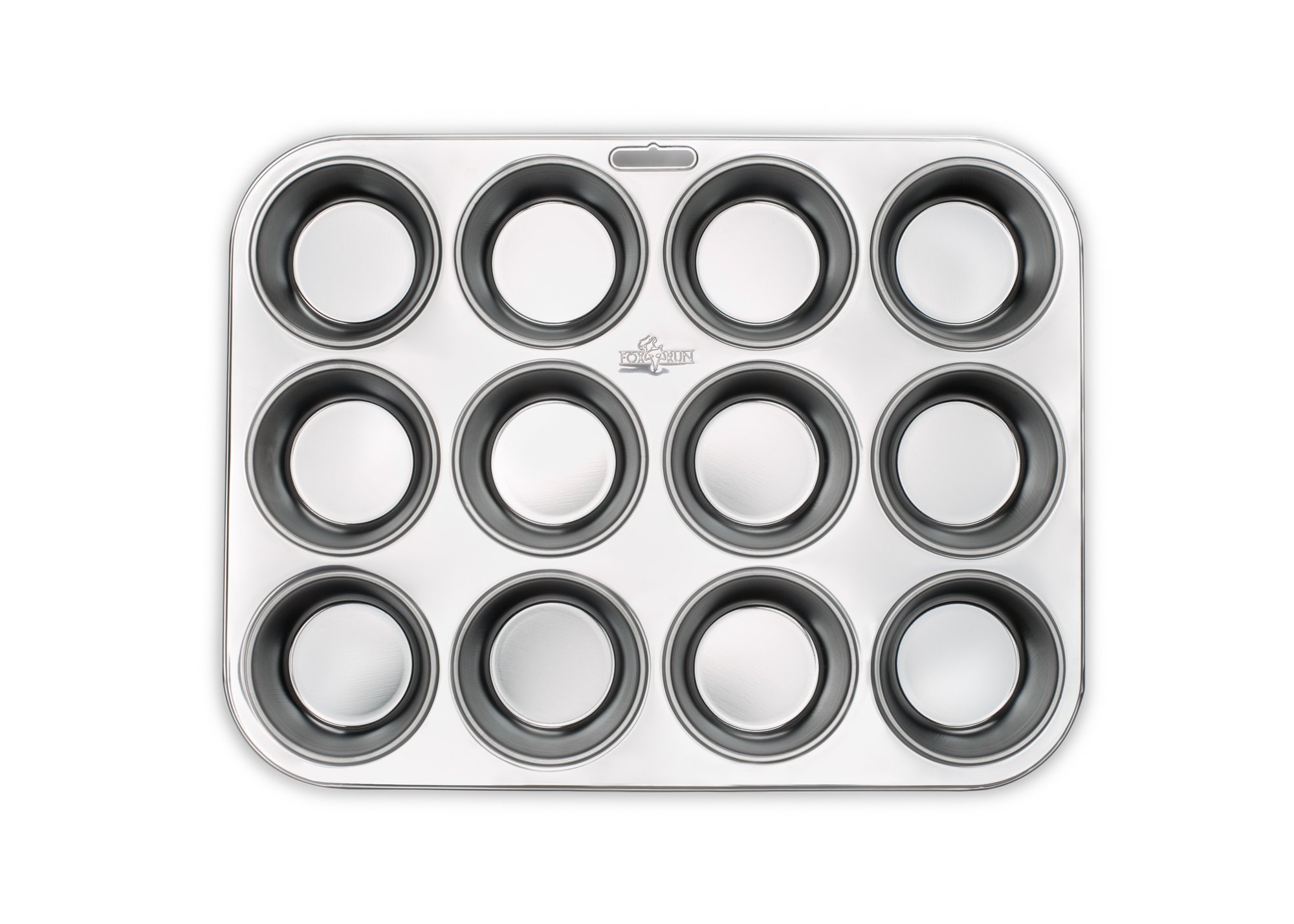 Fox Run 12-Cup Muffin and Cupcake Baking Pan, 10.5 x 13.75 x 1.25 inches, Silver