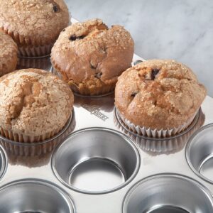 Fox Run 12-Cup Muffin and Cupcake Baking Pan, 10.5 x 13.75 x 1.25 inches, Silver