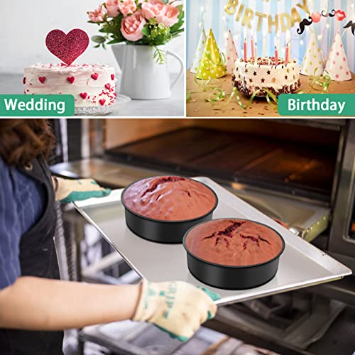 TeamFar 6 Inch Cake Pan, Round Baking Layer Cake Pan Set of 3, with Non-Stick Coating Stainless Steel Core for Birthday, Party, Wedding, Healthy & Heatproof, Release Easily & Easy Clean