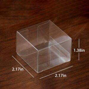 Newbested 100 Pack Clear Plastic Macaron Boxes,Transparent Chocolate Candy Cookies Malt Balls Mini Gift Packing Boxes for Valentine's Day Wedding Party Baby Shower Display(2.17" x 2.17" x 1.38")