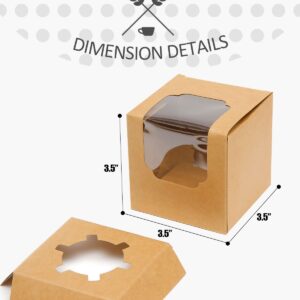 qiqee Auto-pop up Cupcake Boxes 100-Packs Individual Cupcake Container Brown Kraft 3.5" x 3.5" x 3.5" Single Cupcake Boxes