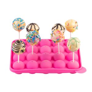 Cake Pop Maker Kit with 2 Silicone Mold Sets with 3 Tier Cake Stand, Chocolate Candy Melts Pot, Silicone Cupcake Molds, Paper Lollipop Sticks, Decorating Pen with 4 Piping Tips, Bag and Twist Ties