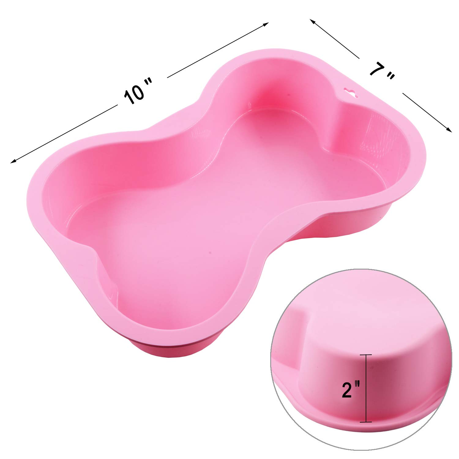 HINMAY Dog Birthday Cake Mold Silicone Bone Shape Cake Pan with Decorating Pen (Pink)