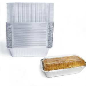 disposable loaf pan with lid for baking - 1.5 lb disposable bread pans - meatloaf pans – 50 pans and 50 clear lids - perfect for baking cakes, bread, meatloaf…