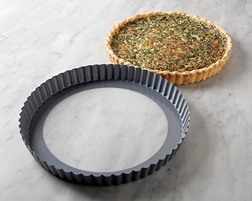 Fox Run Removable Bottom Non-Stick Tart and Quiche Pan, Loose Bottom Quiche Pan - 9.5-inch