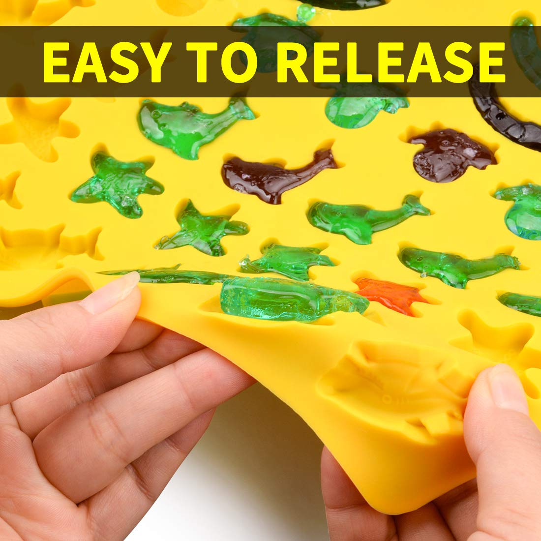 Gummy Molds Hard Candy Molds - Candy Molds Silicone Including Worms, Starfishs, Dolphins, Octopus, Sharks Sea Mold BPA Free, Pinch Test Approved Pack of 3 Ocean Molds