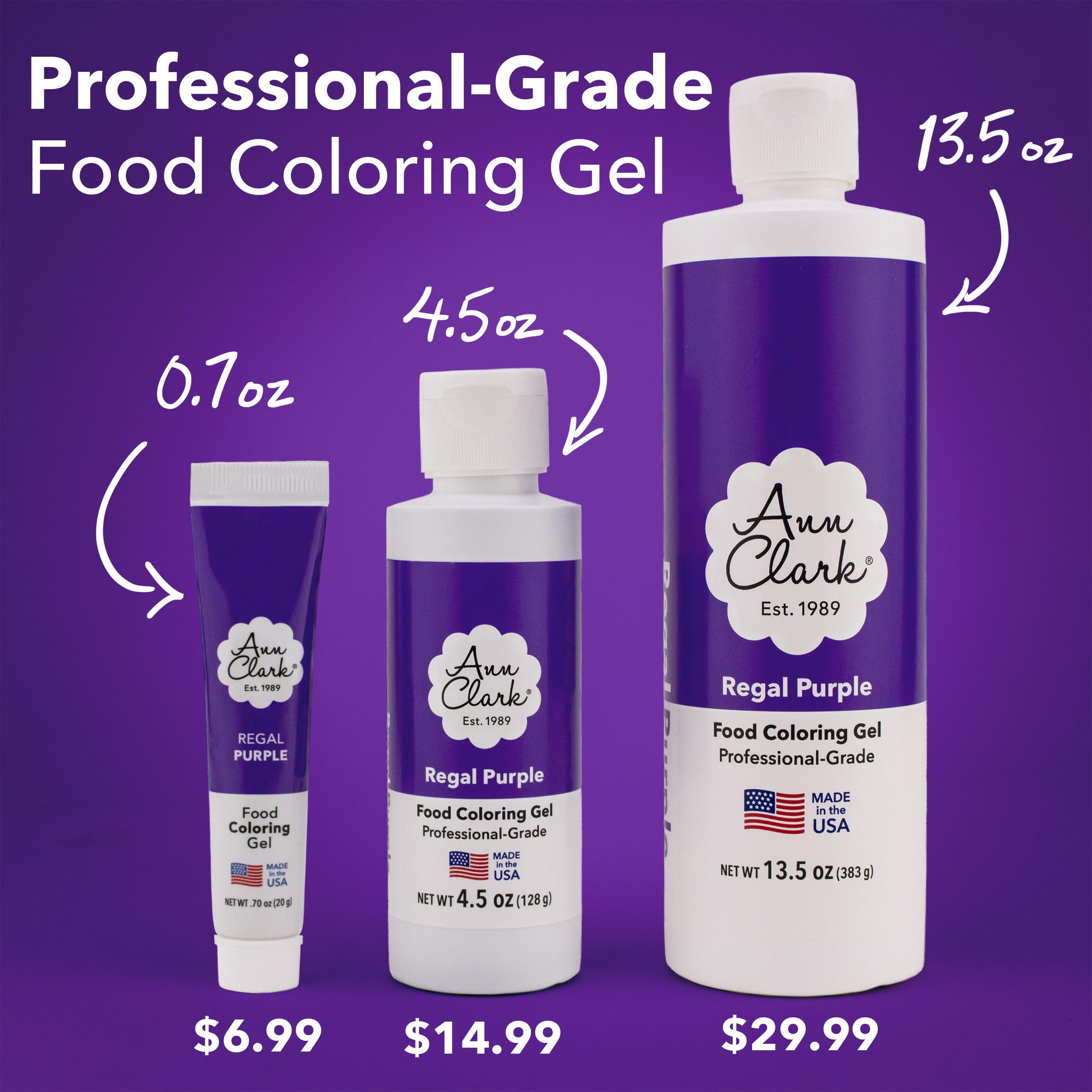 Ann Clark Regal Purple Food Coloring Gel .70 oz. Professional Grade Made in USA