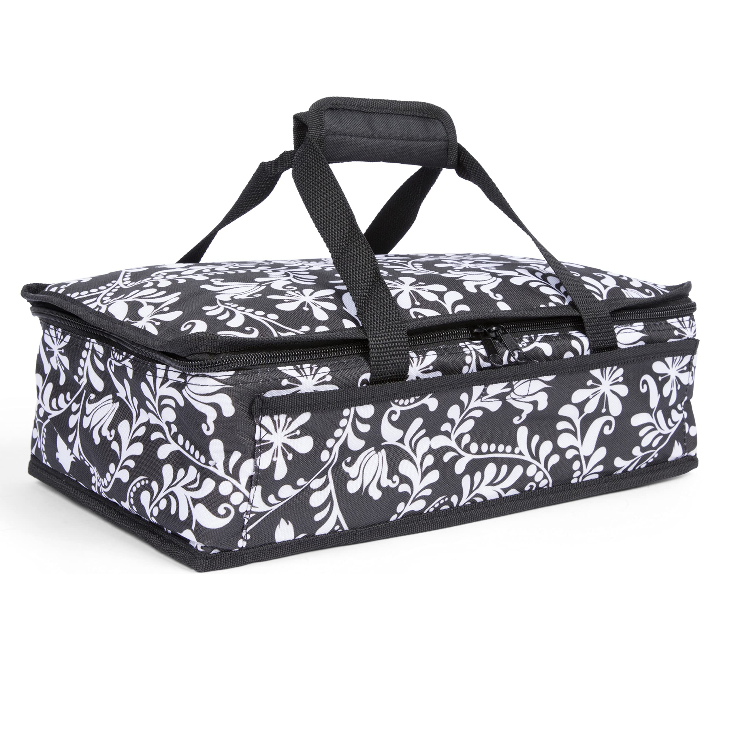 Insulated Casserole Travel Carry Bag Black and White Design