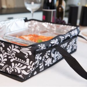 Insulated Casserole Travel Carry Bag Black and White Design