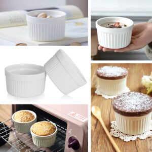 Ramekins 6 oz, Set of 8, Creme Brulee Ramekins, Souffle Dishes, Oven Safe Porcelain Ramiken Bowls For Custard, Lava Cakes, Pudding, Flan, Mini Desserts, Jam and Ice Cream, Ramekins For Baking