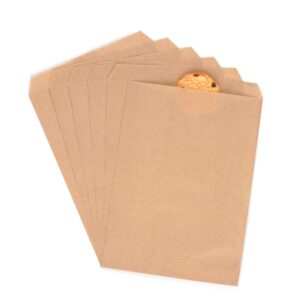 quotidian brown flat kraft paper cookie bags 5x7 for bakery treat candies dessert chocolate soap wedding invitation party favor, pack of 100 (5’’ x 7’’)