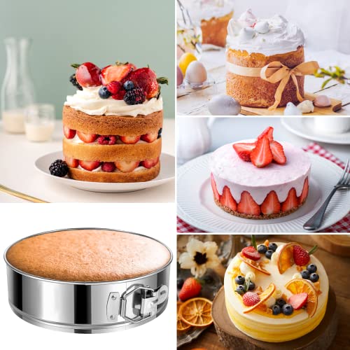 E-Gtong 9 Inch Springform Cake Pan, Stainless Steel Springform Pans, Leakproof & Nonstick Cheesecake Pan with Removable Bottom, Round Spring Form Cake Pan For Baking