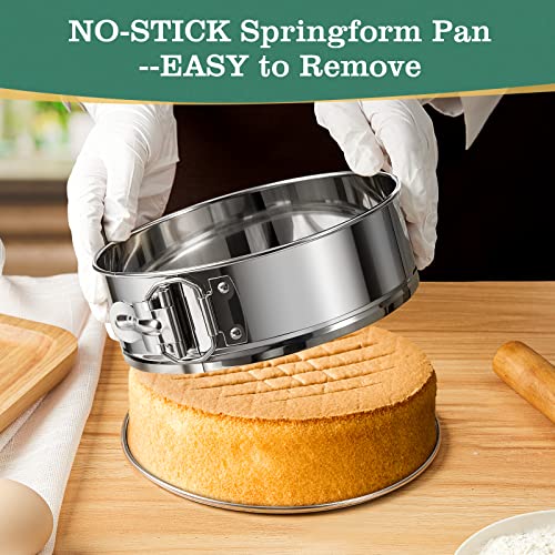 E-Gtong 9 Inch Springform Cake Pan, Stainless Steel Springform Pans, Leakproof & Nonstick Cheesecake Pan with Removable Bottom, Round Spring Form Cake Pan For Baking