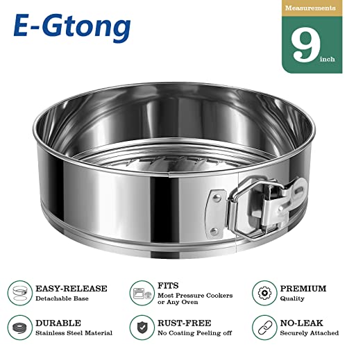 E-Gtong 9 Inch Springform Cake Pan, Stainless Steel Springform Pans, Leakproof & Nonstick Cheesecake Pan with Removable Bottom, Round Spring Form Cake Pan For Baking