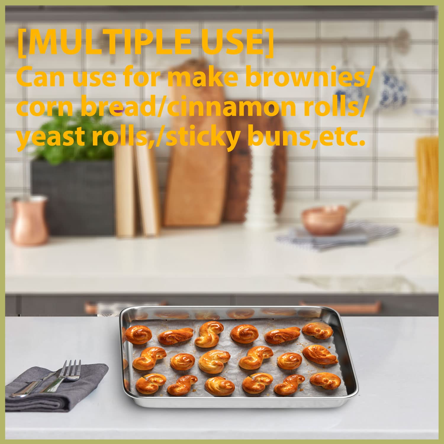 Baking Sheet Cookie Sheet Set of 2, Umite Chef Stainless Steel Baking Pans Tray Professional 16 x 12 x 1 inch, Non Toxic & Healthy, Mirror Finish & Rust Free, Easy Clean & Dishwasher Safe