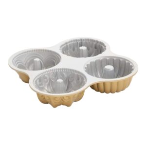 nordic ware 91377 nordicware 9 cup bundt quartet pan, gold