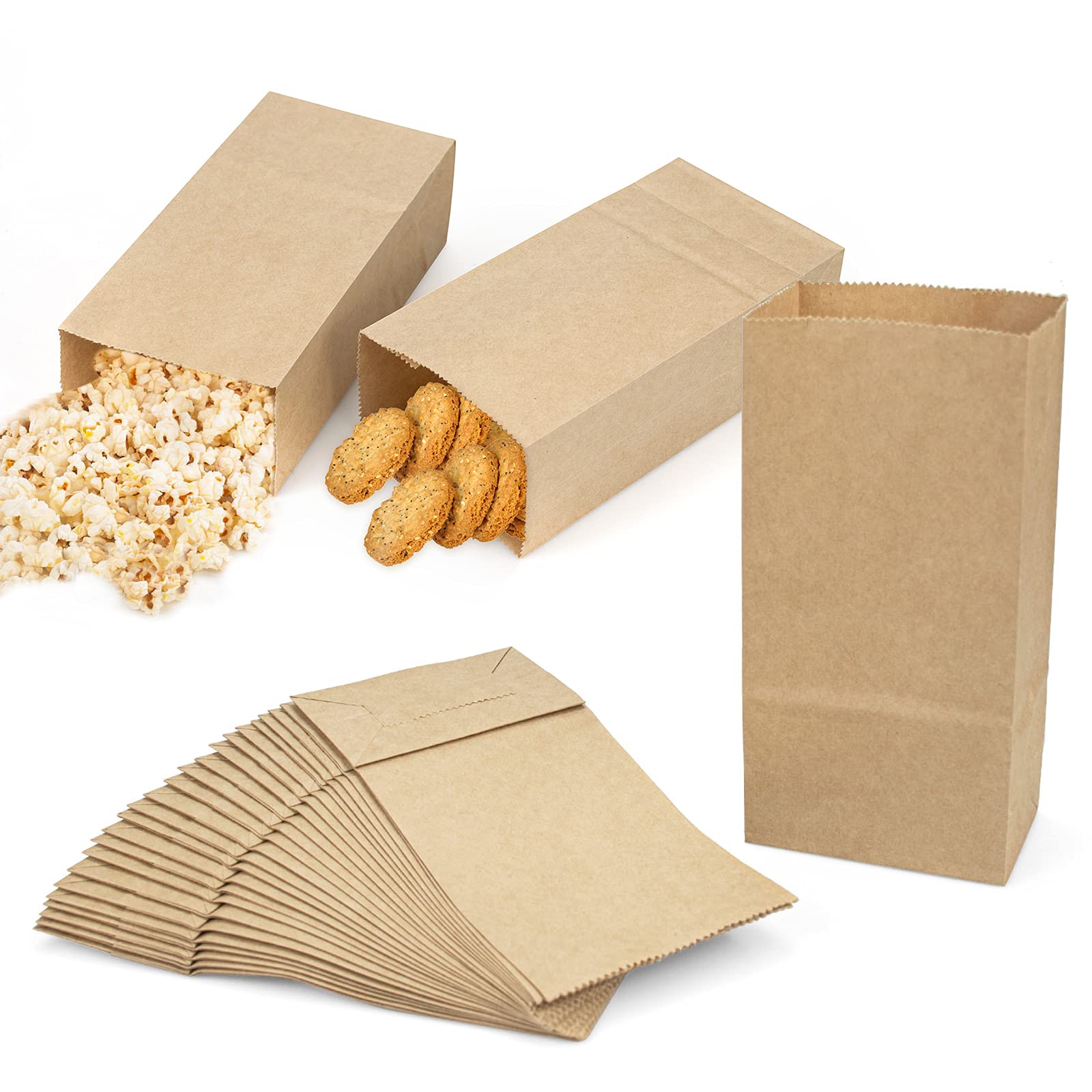 Foraineam 300 Pack Mini Kraft Paper Bags 3.5 x 2 x 6.7 inch Durable Brown Paper Snack Bag Small Cookie Party Favor Bags