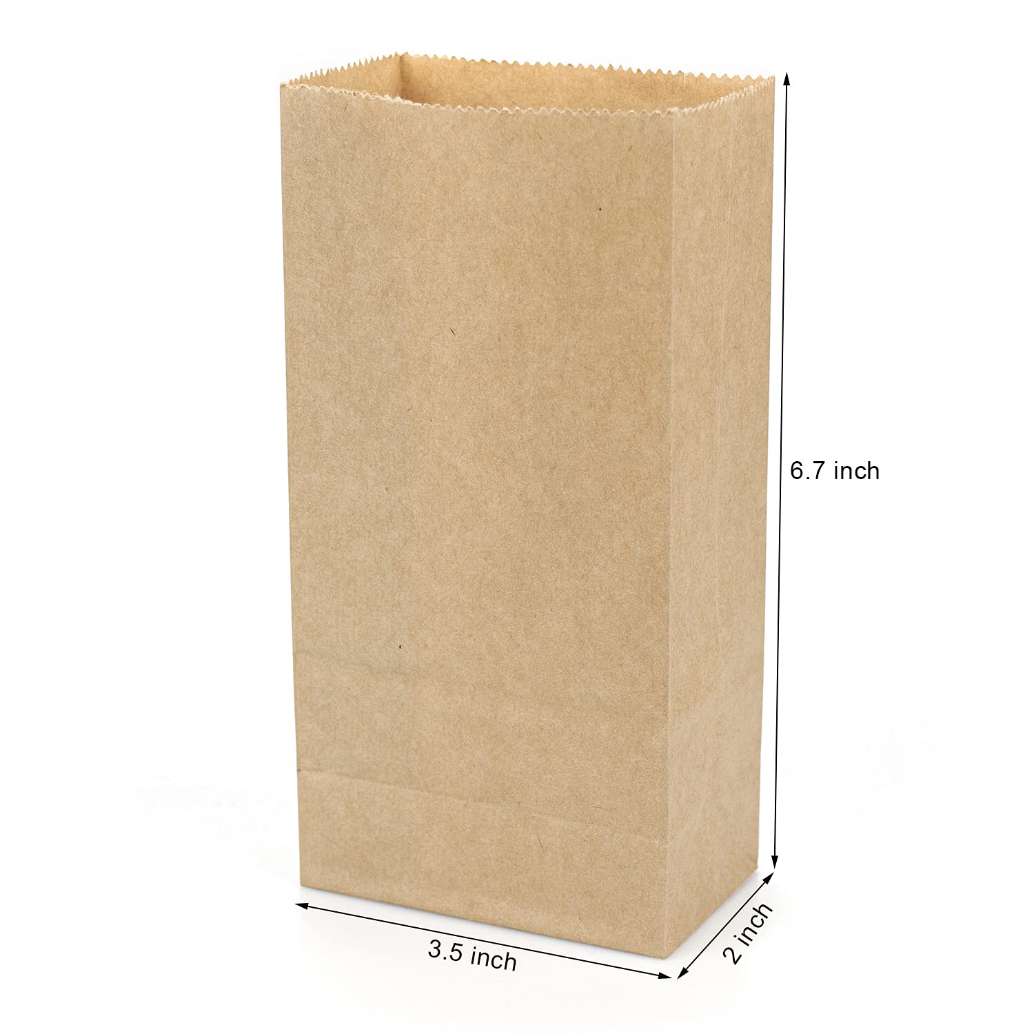 Foraineam 300 Pack Mini Kraft Paper Bags 3.5 x 2 x 6.7 inch Durable Brown Paper Snack Bag Small Cookie Party Favor Bags