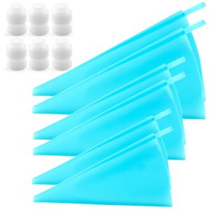 weetiee d silicone pastry 3 sizes reusable piping baking cookie cake decorating bags (12’’+14’’+16’’)-6 pack-bonus 6 icing couplers