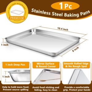 P&P CHEF Toaster Oven Tray and Rack Set, Stainless Steel Baking Pan with Cooling Rack, Fit Your Small Oven & Single Person Use, Non Toxic & Easy Clean