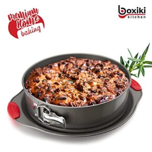 Boxiki Kitchen 10 Inch Nonstick Springform Pan, Professional Spring Form and Cheesecake Baking Mold, Leakproof Cake Pan With Silicone Handles