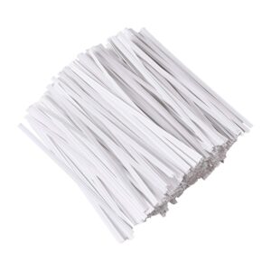500 pcs 5" white paper twist ties reusable bread ties, for party cello candy bread coffee bags cake pops