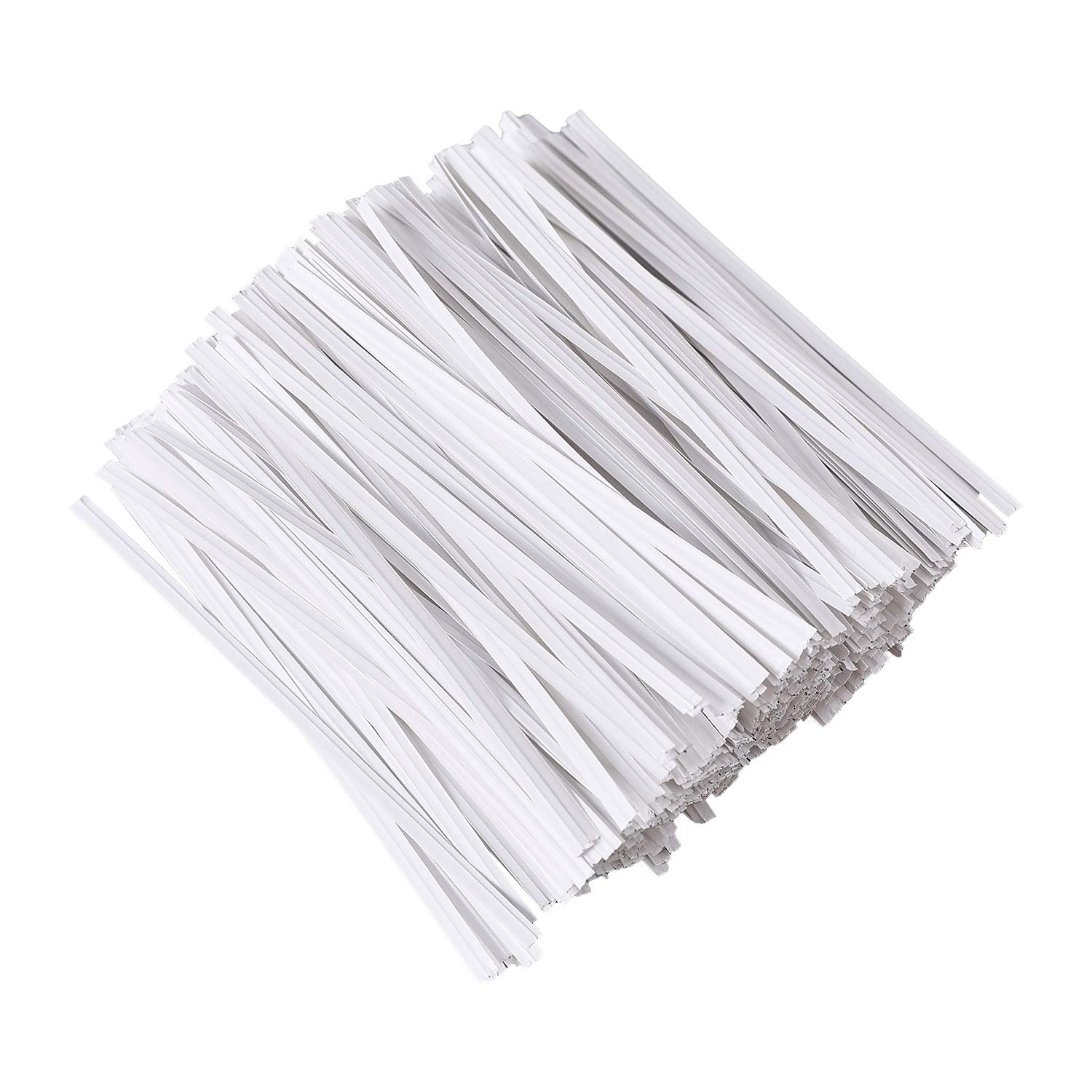 500 Pcs 5" White Paper Twist Ties Reusable Bread Ties, for Party Cello Candy Bread Coffee Bags Cake Pops