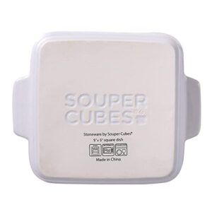 Souper Cubes Stoneware - 5" Square Baking Dish - Ceramic Baking Pan Set - Kitchen Essentials and Bakeware - Set of 2 - White