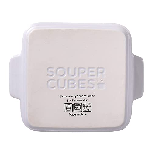 Souper Cubes Stoneware - 5" Square Baking Dish - Ceramic Baking Pan Set - Kitchen Essentials and Bakeware - Set of 2 - White