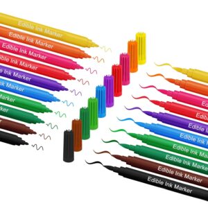 fanika edible markers food coloring pens 10 colors, double-sided fine tip food grade pens and edible marker for cookies decorating fondant, cakes, frosting, easter eggs