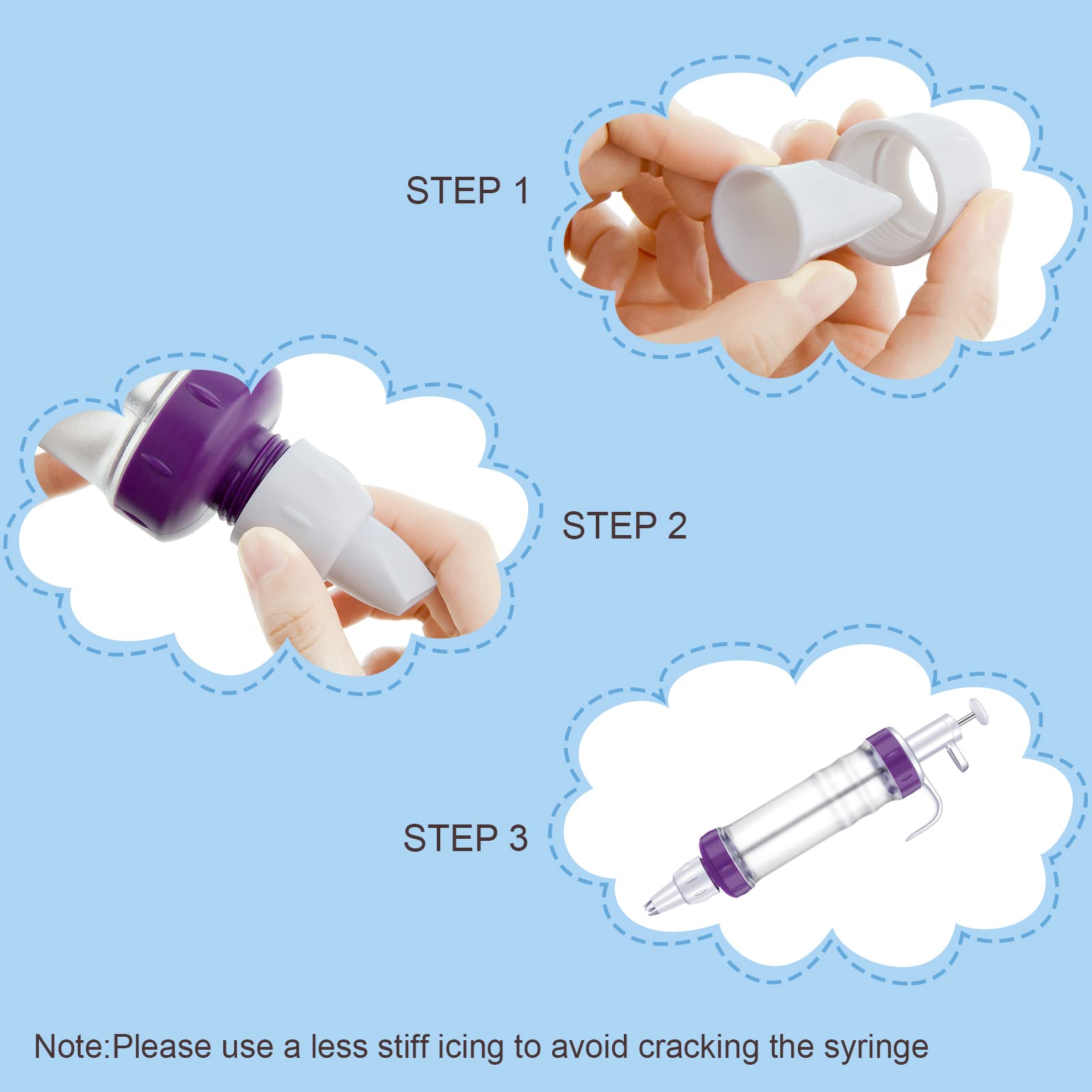 Dessert Decorating Syringe Set, Cupcake Frosting Filling Injector with 7 Plastic Icing Nozzles and 3 Cream Scrapers Dessert Cream Piping Syringe Nozzles Kits for Cake