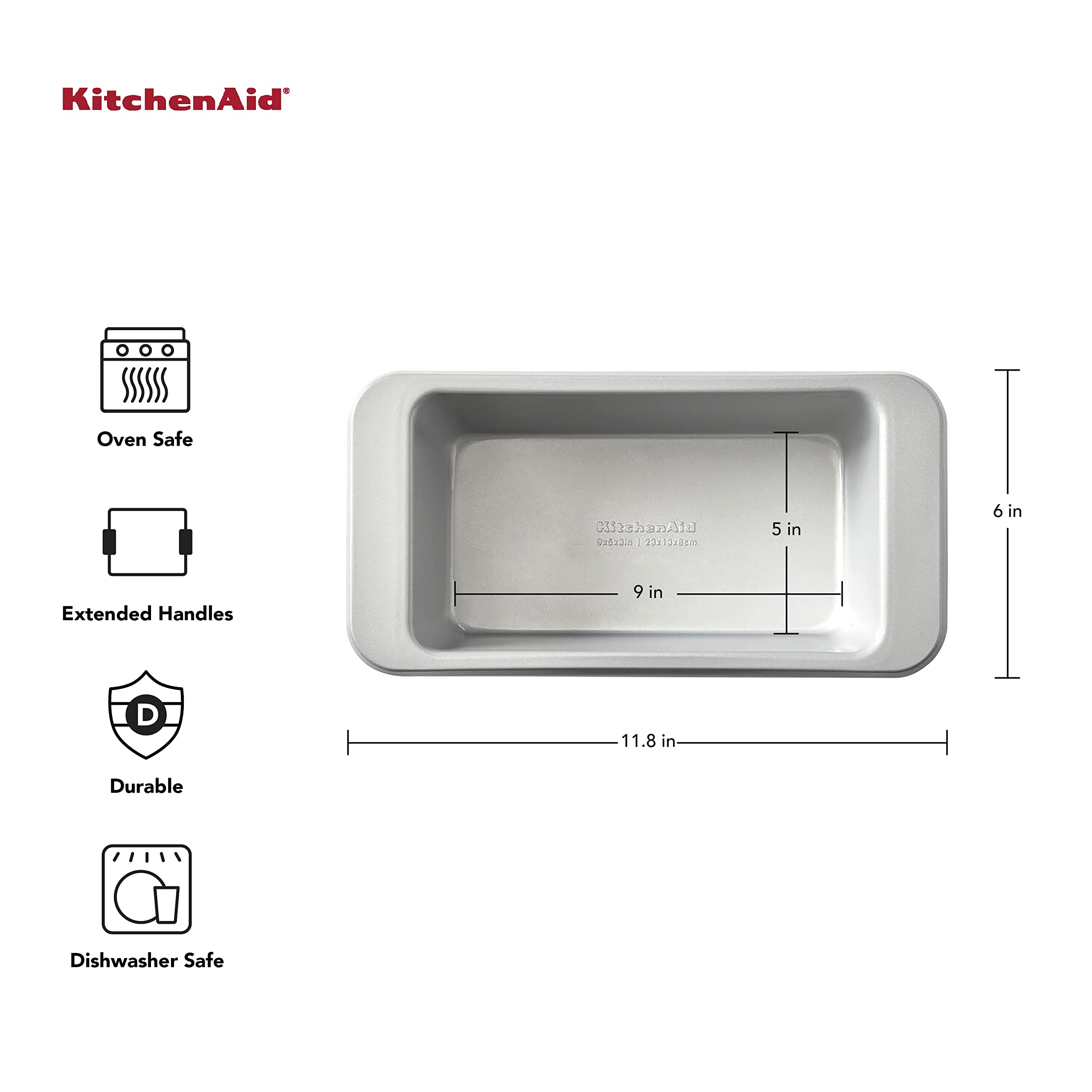 KitchenAid Nonstick Aluminized Steel Loaf Pan, 9x5-inch, Silver