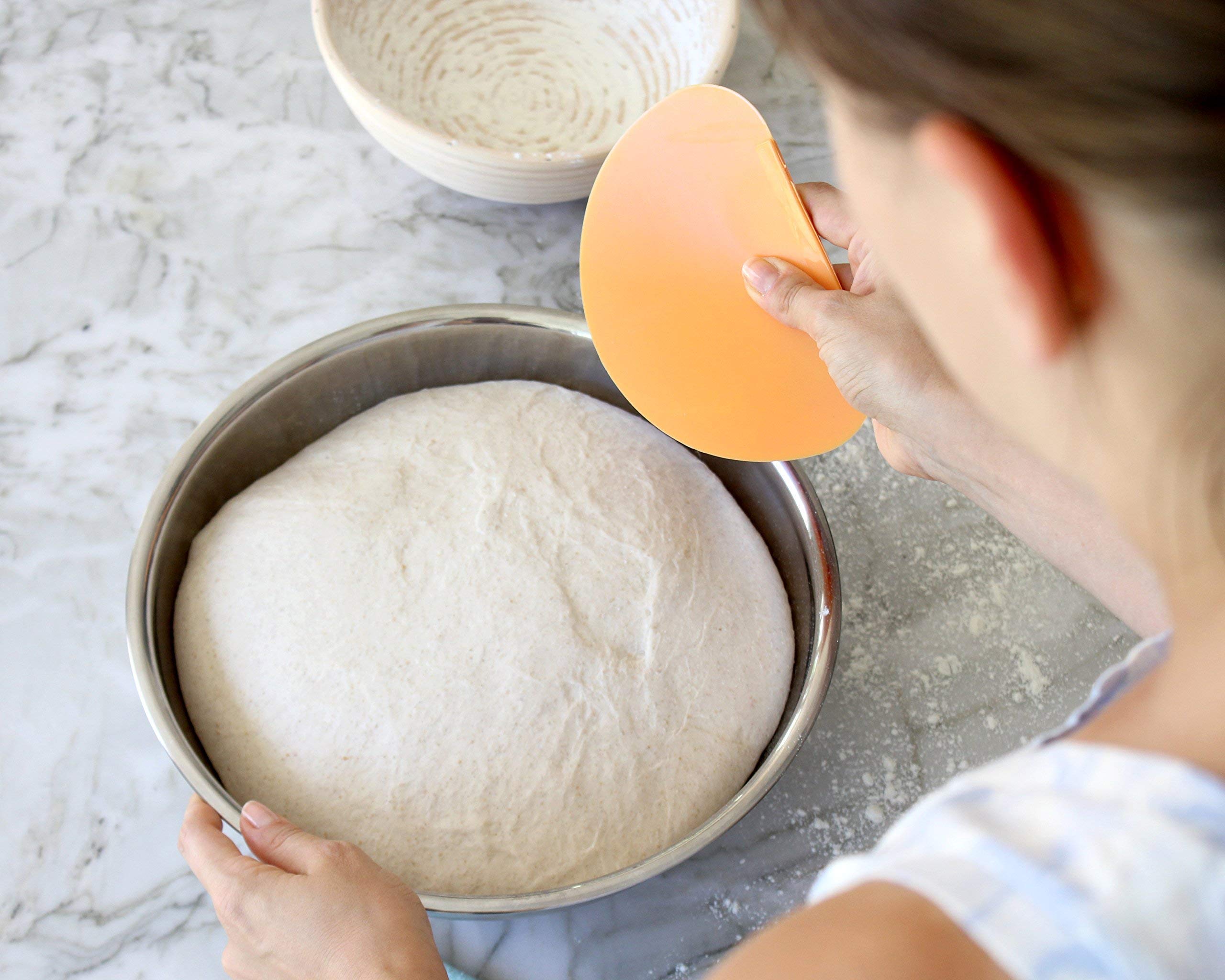 Indigo True Flexible Bowl Scraper - 1 Pc | Curved For Shaping Bread or Pastry Dough | Conforms To Any Mixing Bowl | Round Contoured Profile