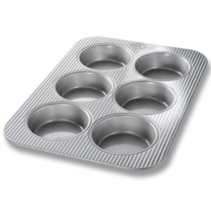 usa pan mini round cake and cinnamon roll pan, 6 well, nonstick & quick release coating, made in the usa from aluminized steel, 15-3/4 by 11