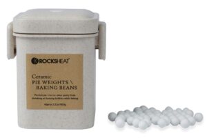 k rocksheat ceramic pie weights, baking beads pie crust weights, natural baking beans with wheat straw container (2.2lb | 1000g)