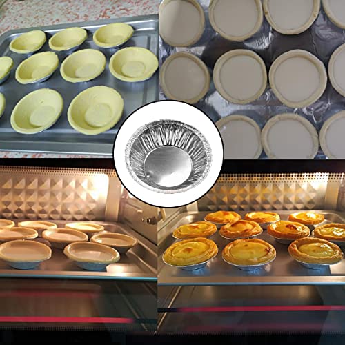 HLCM 100 Pcs Aluminum Foil Mini Pans, Great for Baking Tarts, Quiche, Pudding, etc.