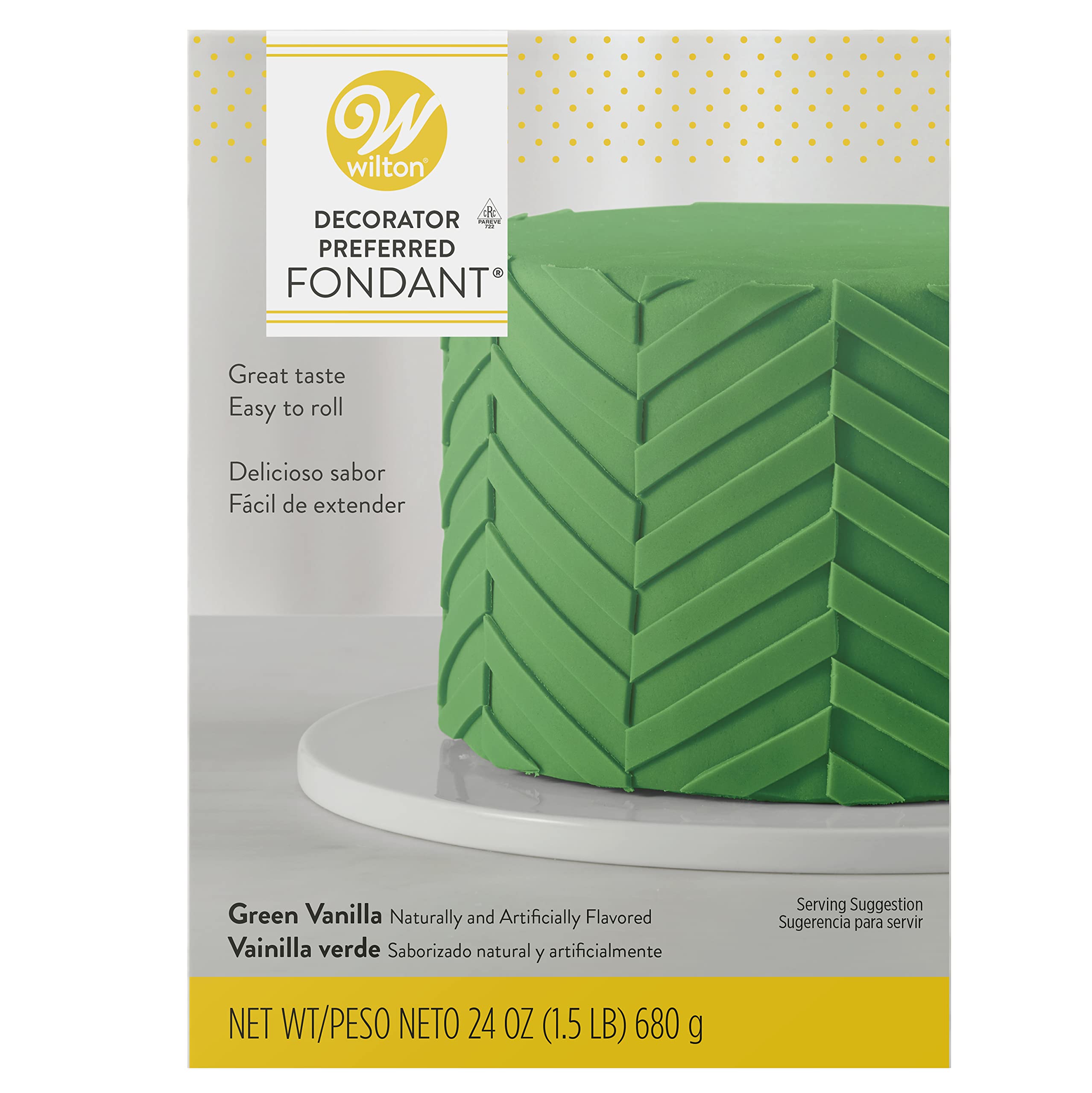 Wilton Decorator Preferred Fondant - Make Cakes, Cupcakes, Cookies and Other Fun Desserts Special with Easy to Roll Fondant, Green, 24-Ounce