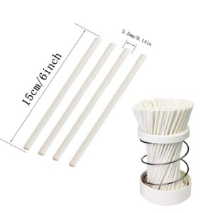 200 Count White Lollipop Sticks 6 Inch,Paper Treat Stick,Sucker Sticks for Cake Pops,Candy Melt,Dessert,Chocolates,3.5mm Dia