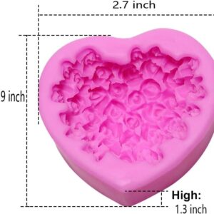 OBTANIM Silicone 3D Rose Flower Mold Love Heart Shape Fondant Soap Cake Mould for Chocolate Wedding Valentine