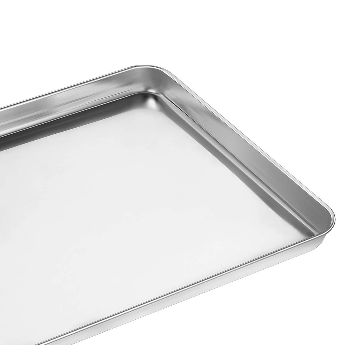 Wildone Baking Sheet Set of 2 - Stainless Steel Cookie Sheet Baking Pan, Size 16 x 12 x 1 inch, Non Toxic & Heavy Duty & Mirror Finish & Rust Free & Easy Clean