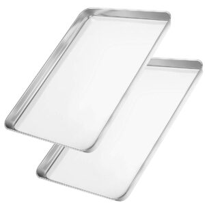 Wildone Baking Sheet Set of 2 - Stainless Steel Cookie Sheet Baking Pan, Size 16 x 12 x 1 inch, Non Toxic & Heavy Duty & Mirror Finish & Rust Free & Easy Clean