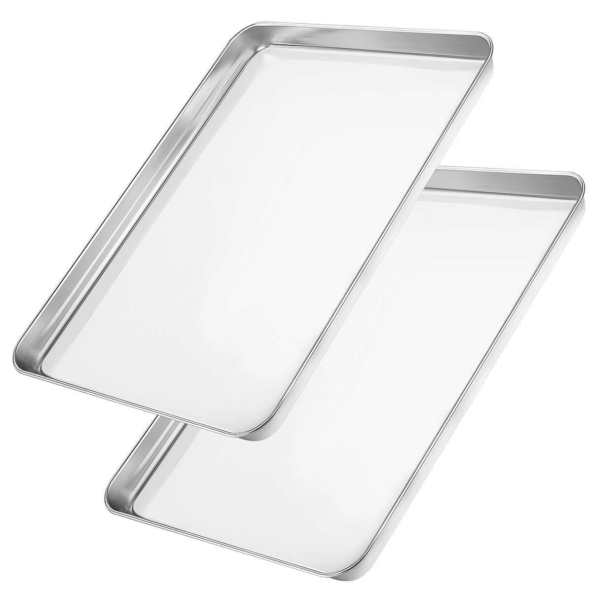 Wildone Baking Sheet Set of 2 - Stainless Steel Cookie Sheet Baking Pan, Size 16 x 12 x 1 inch, Non Toxic & Heavy Duty & Mirror Finish & Rust Free & Easy Clean