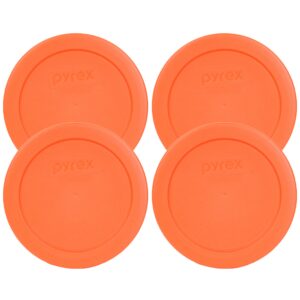 pyrex 7200-pc round 2 cup storage lid for glass bowls (4, orange)