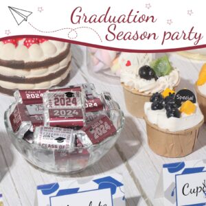 Graduation Decoration Label Sticker Congrats Mini Candy Bar Wrapper Class of Party Supplies for High School College Nursing Grad Celebration, Candy Not Included (Maroon and White 2023, 90 Pcs)