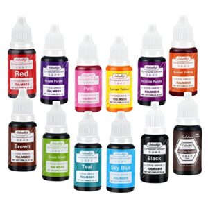 12 colors food coloring, ideallife food grade vibrant cake food coloring set for baking decorating fondant and cooking - upgraded liquid concentrated icing food color dye for slime making diy crafts