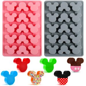 mouse gummy candy molds silicone, 2 pack 15 cavity non-stick mouse head silicone molds for diy gummies, candy, chocolate, jelly, ice cube, dog treats