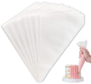 ilauke piping bags 15 inch 200pcs pastry bags disposable extra thick icing bags for frosting cookie/cake decorating supplies cupcakes baking decoration [32 x 20 cm]