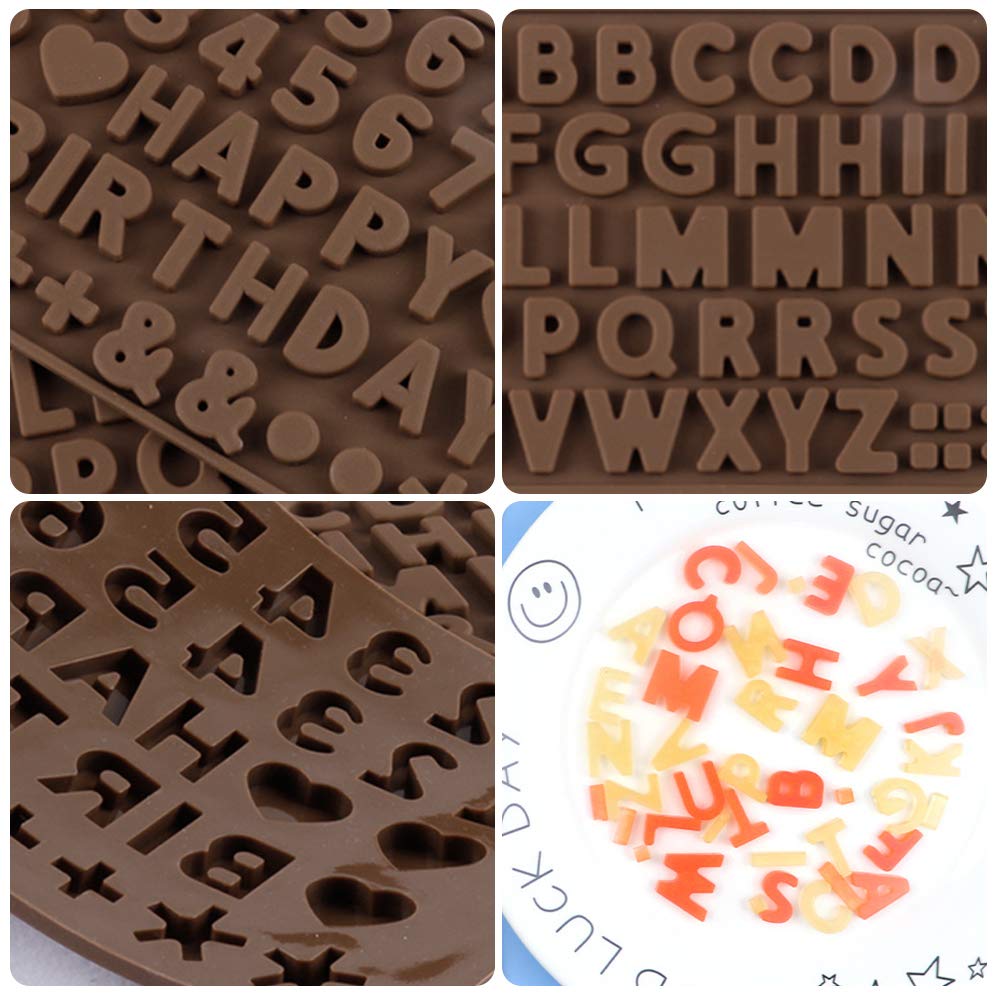 2 Pcs Silicone Letter Mold and Number Molds for Chocolate Candy,maxin Happy Birthday Cake Decorations Symbols Mold