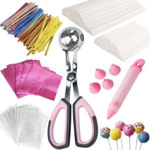 652pcs cake pop maker kit including cake pop sticks and wrappers, twist ties, cake pop roller, decorating pen, candy foil wrappers, cake pops bags supplies for lollipop, candies, chocolates